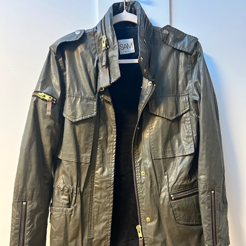 SAM NYC Coated green jacket